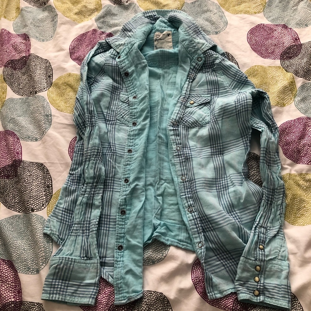 American Eagle Blue Button Down